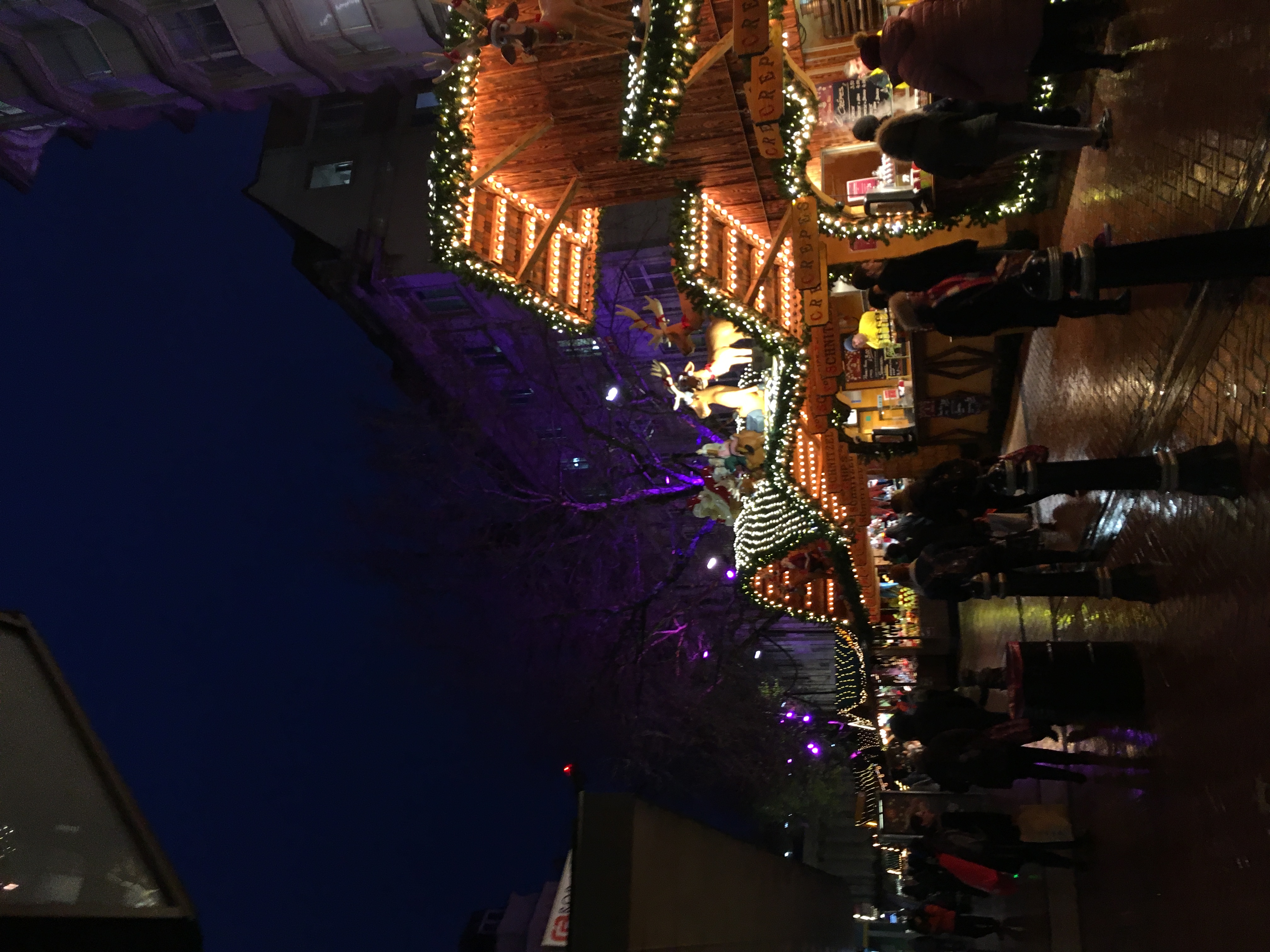 The German/Christmas Market in Birmingham at night